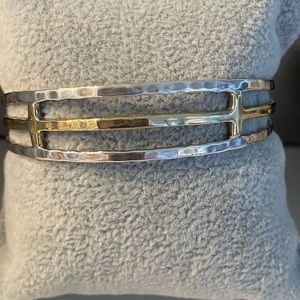 Grace&Heart double cross adjustable bracelet with Bolo clasp-sterling silver